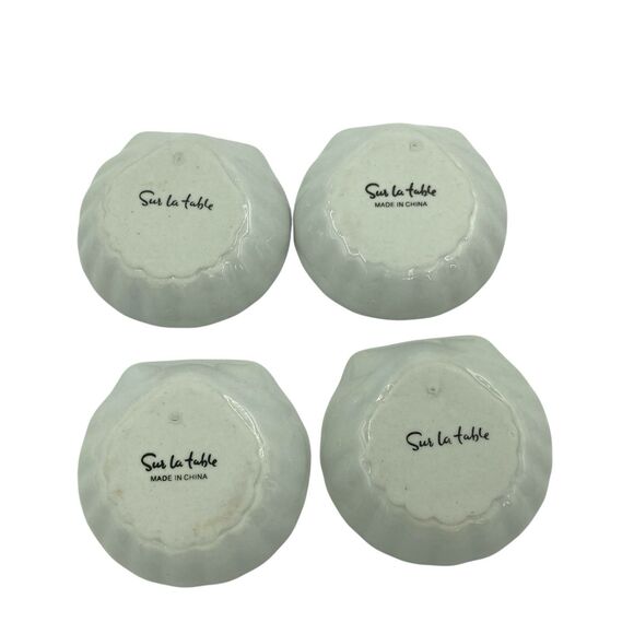 Sur la Table White Ceramic Shell Dish 4 Dipping Small Dishes - Picture 2 of 7